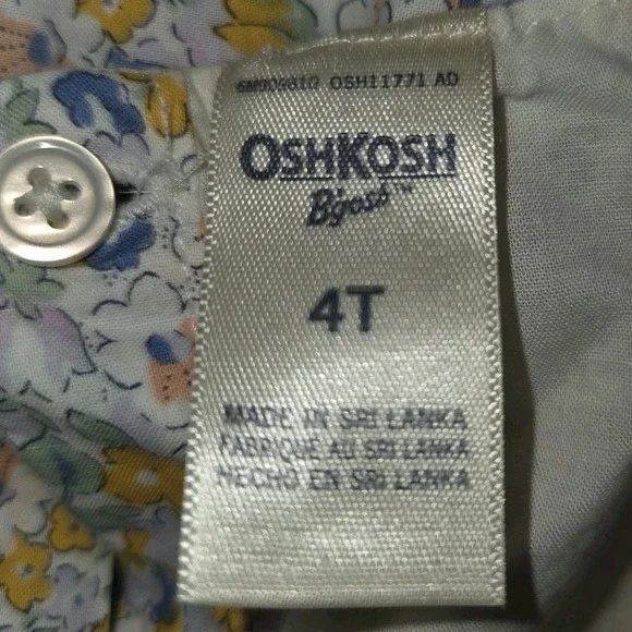 OshKosh B'Gosh Cotton Floral Dress Toddler Girls Size 4T Yellow Blue Sundress - Picture 3 of 8